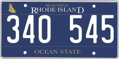 RI license plate 340545