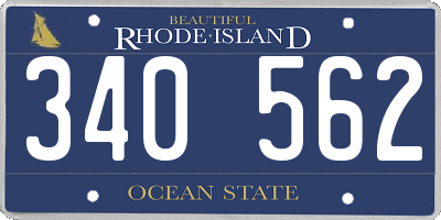 RI license plate 340562