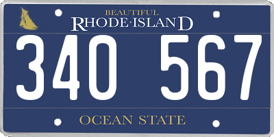 RI license plate 340567