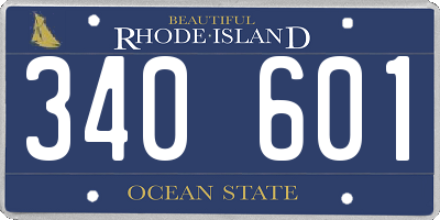 RI license plate 340601