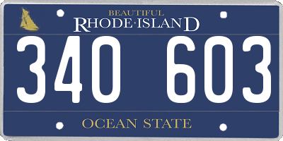 RI license plate 340603