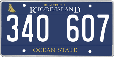 RI license plate 340607