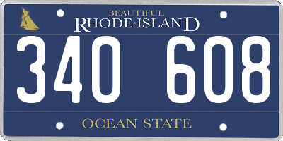 RI license plate 340608