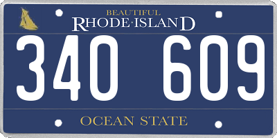 RI license plate 340609