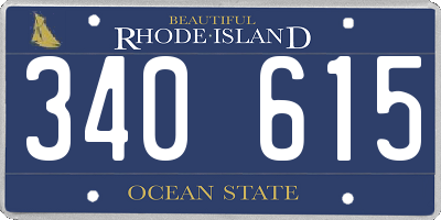 RI license plate 340615