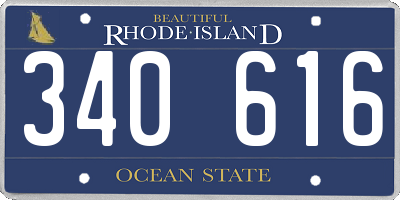RI license plate 340616