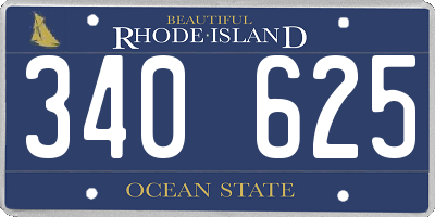 RI license plate 340625