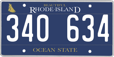 RI license plate 340634