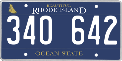 RI license plate 340642