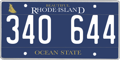 RI license plate 340644
