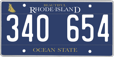 RI license plate 340654
