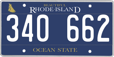 RI license plate 340662