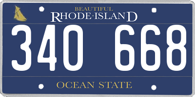 RI license plate 340668
