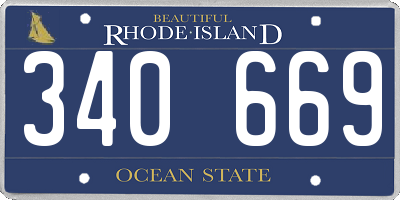 RI license plate 340669