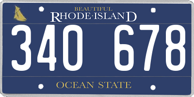 RI license plate 340678