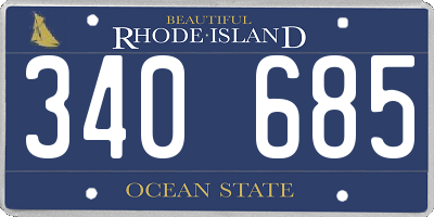 RI license plate 340685