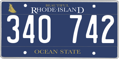 RI license plate 340742