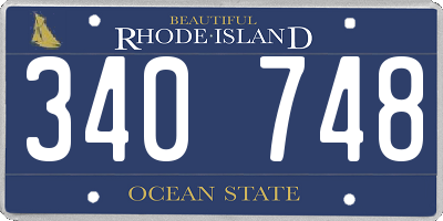 RI license plate 340748