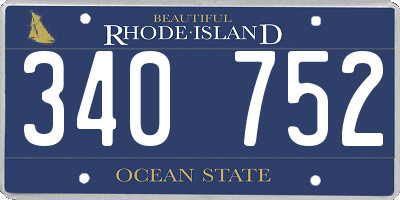 RI license plate 340752
