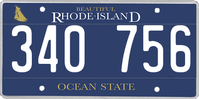 RI license plate 340756