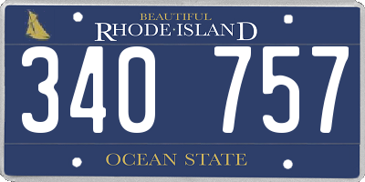 RI license plate 340757