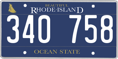 RI license plate 340758