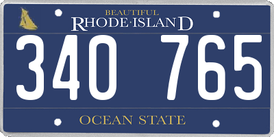 RI license plate 340765