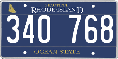 RI license plate 340768