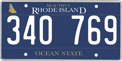 RI license plate 340769