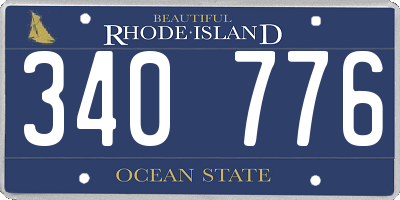 RI license plate 340776