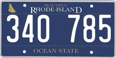 RI license plate 340785
