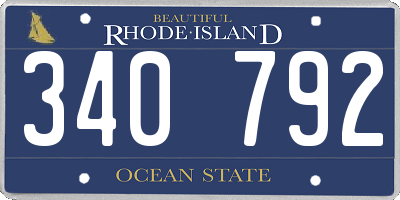 RI license plate 340792