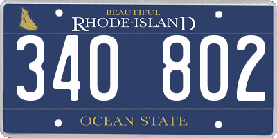RI license plate 340802