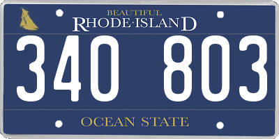 RI license plate 340803