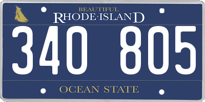 RI license plate 340805