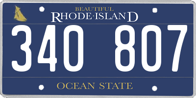 RI license plate 340807