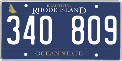 RI license plate 340809