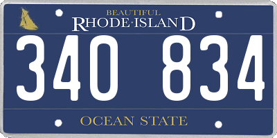 RI license plate 340834