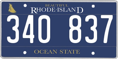 RI license plate 340837