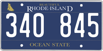 RI license plate 340845
