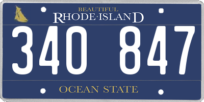 RI license plate 340847