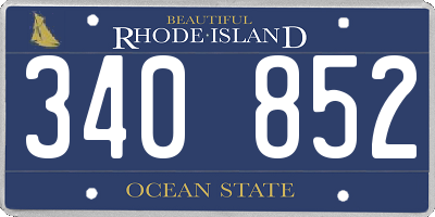 RI license plate 340852