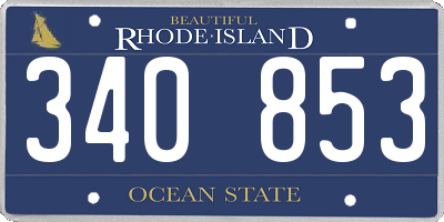 RI license plate 340853