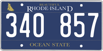 RI license plate 340857