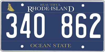 RI license plate 340862