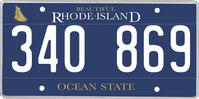 RI license plate 340869