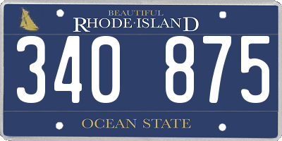 RI license plate 340875