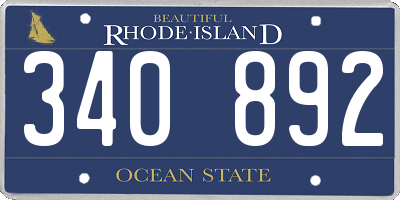 RI license plate 340892