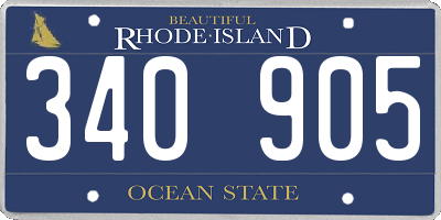 RI license plate 340905