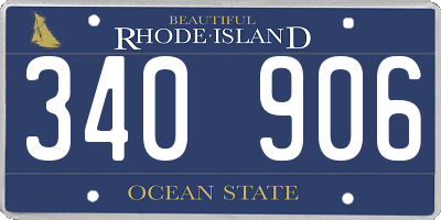 RI license plate 340906